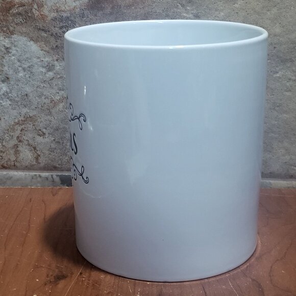 Scroll Collection Utensil Holder White Ceramic Cannister - Picture 7 of 8